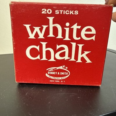 Vintage Binney & Smith White Chalk Box 17 New Sticks Non-Toxic Crayola 60s NY 20