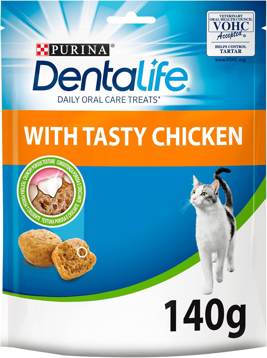 Dentalife Cat Dental Treats Chicken 140g - Pack of 5 for Healthy Teeth