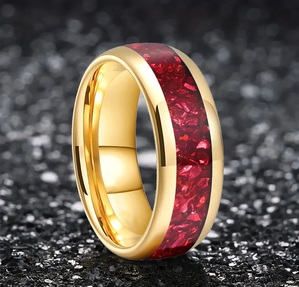 4/6/8 мм мужчин женщин карбид вольфрама кольцо группы красный кристалл инкрустация кольцо комфорт подходит - Изображение 3 из 4