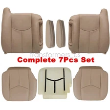 For 2003-2006 Chevy Silverado Driver Passenger Bottom top Leather Seat Cover Tan