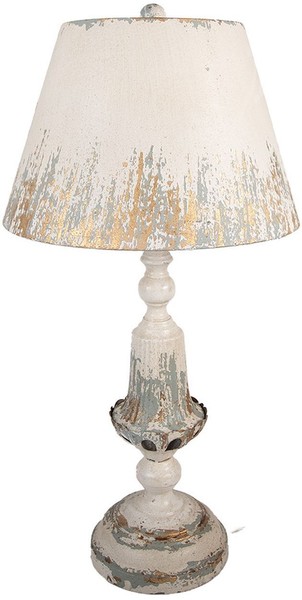 Clayre & Eef Tischlampe Vintage Ø36X70Cm Beige Grau Gold E27 60W Metall-image