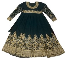 Dark Green Dress With Gold Embroidery with matching dupata