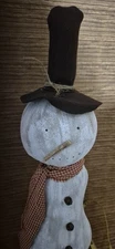 Primitive Snowman Grungy Doll Handmade Folk Art 18”