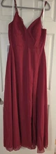 Azazie LENA Red Bridesmaids Maxi Gown Size 10 Sleeveless Lace Back New With Tags