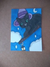 ACEO Original Acrylic Painting Landscape Miniature Art Card ATC Scenery 49 Cat