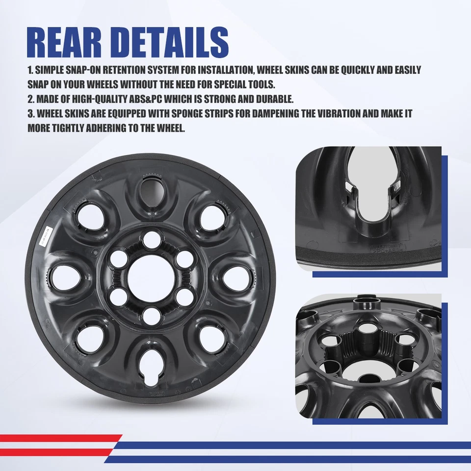 4PCS 17inch Wheel Hub caps Matte Black For 2007-2014 Chevy Suburban 1500 Tahoe Foto 4 de 4