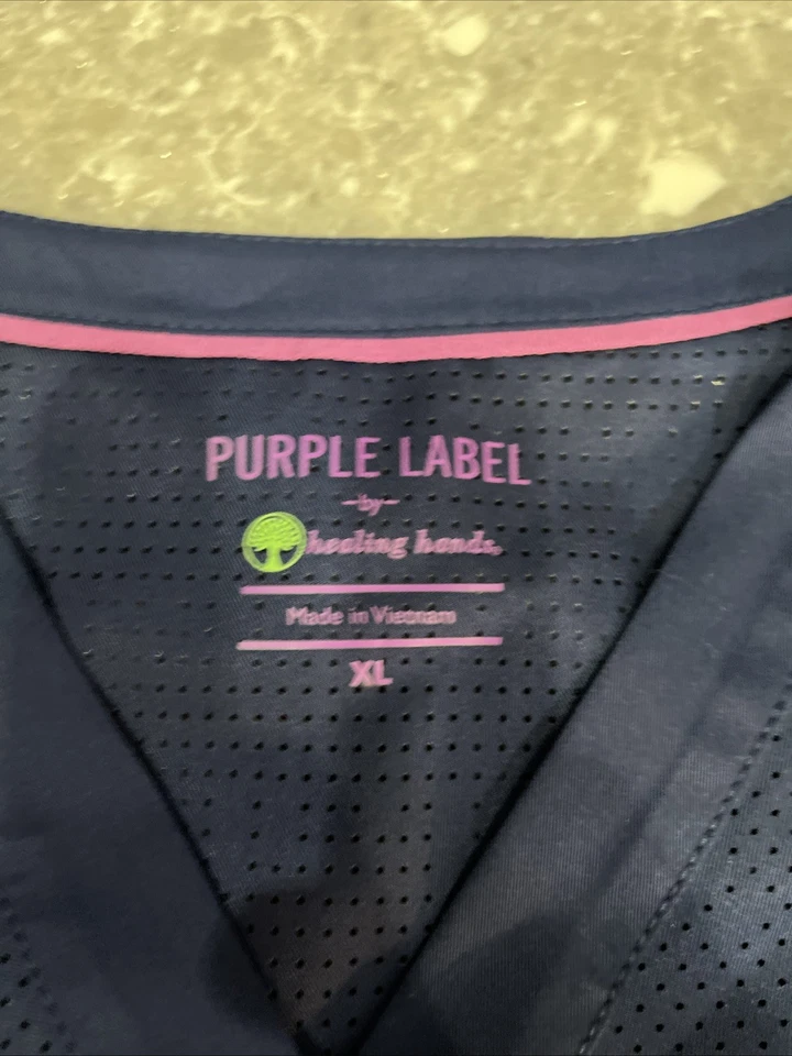 Healing Hands XL Scrub Top Blue Pin Dot Pattern NWT - Image 4 of 4