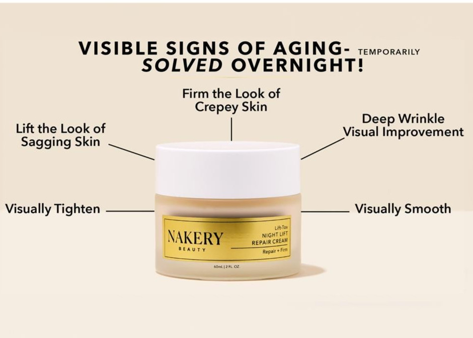 Nakery Beauty LIFT-TOX Night Lift Repair Restore Cream 2.0 fl oz 60 mL NIB
