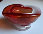 Murano Glass Candy Bowl in Red and White, H 3" x 5" across, Beautiful, Vintage