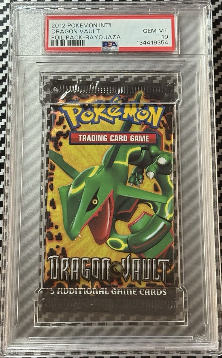 2012 Pokemon Int'l Dragon Vault Rayquaza PSA 10 Foil Booster Pack GEM MINT Pop 7 2012 Pokemon Int'l Dragon Vault Rayquaza PSA 10 Foil Booster Pack GEM MINT Pop 7