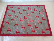 Handmade Quilted Christmas Table Top Home Decor Red on Gray Reindeer