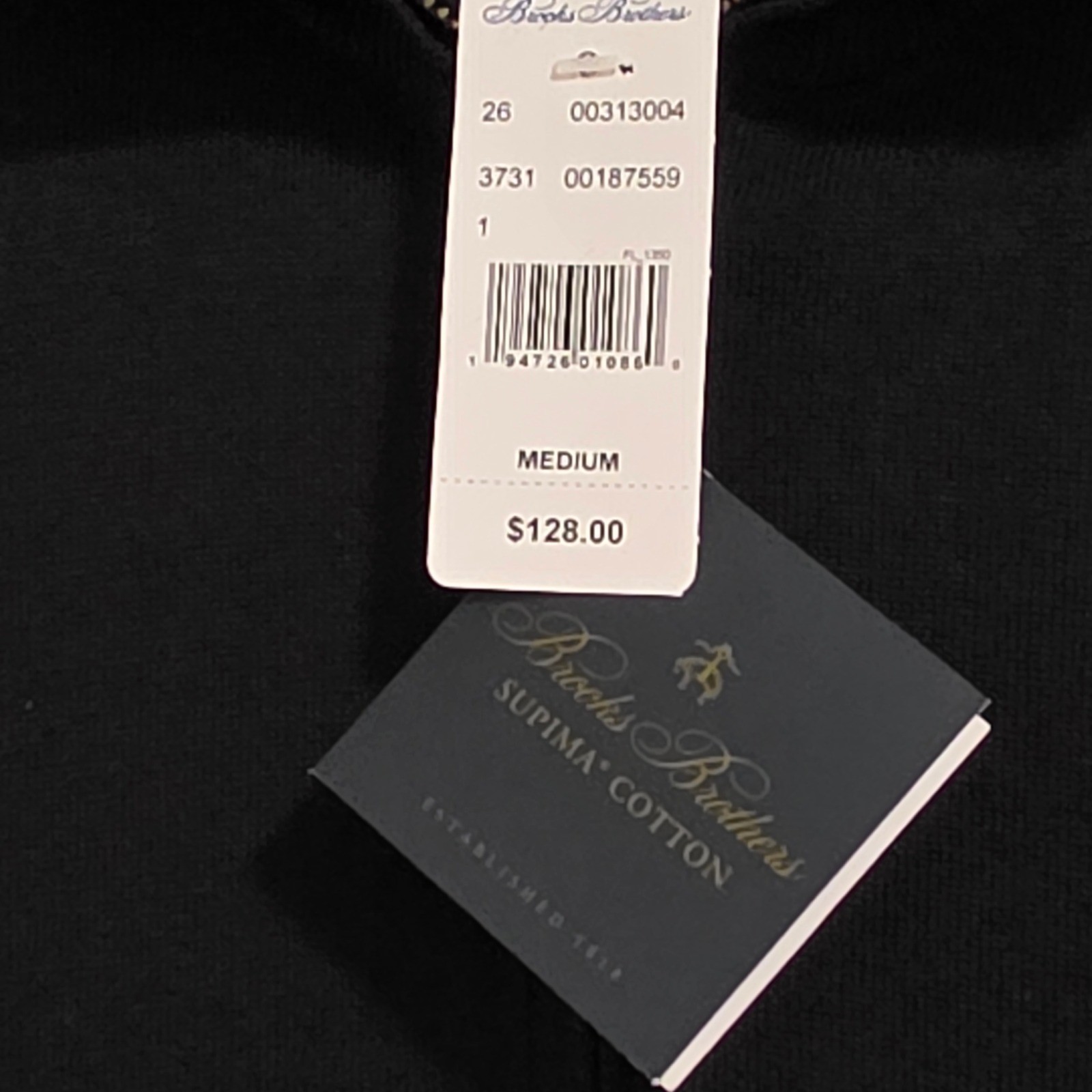 Brooks Brothers Supima Cotton Quarter Zip Sweater Black Men's Medium NWT thumbnail 4