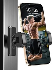 Magnetic Phone Holder for Gym  Strong Magnets  360 Adjustable Phone Mount Black
