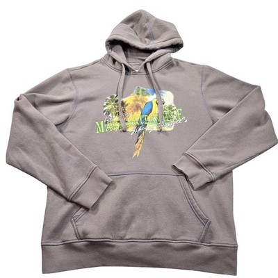 Margaritaville Hoodie Sweatshirt Mens XL Gray Parrot Jimmy Buffett Graphic