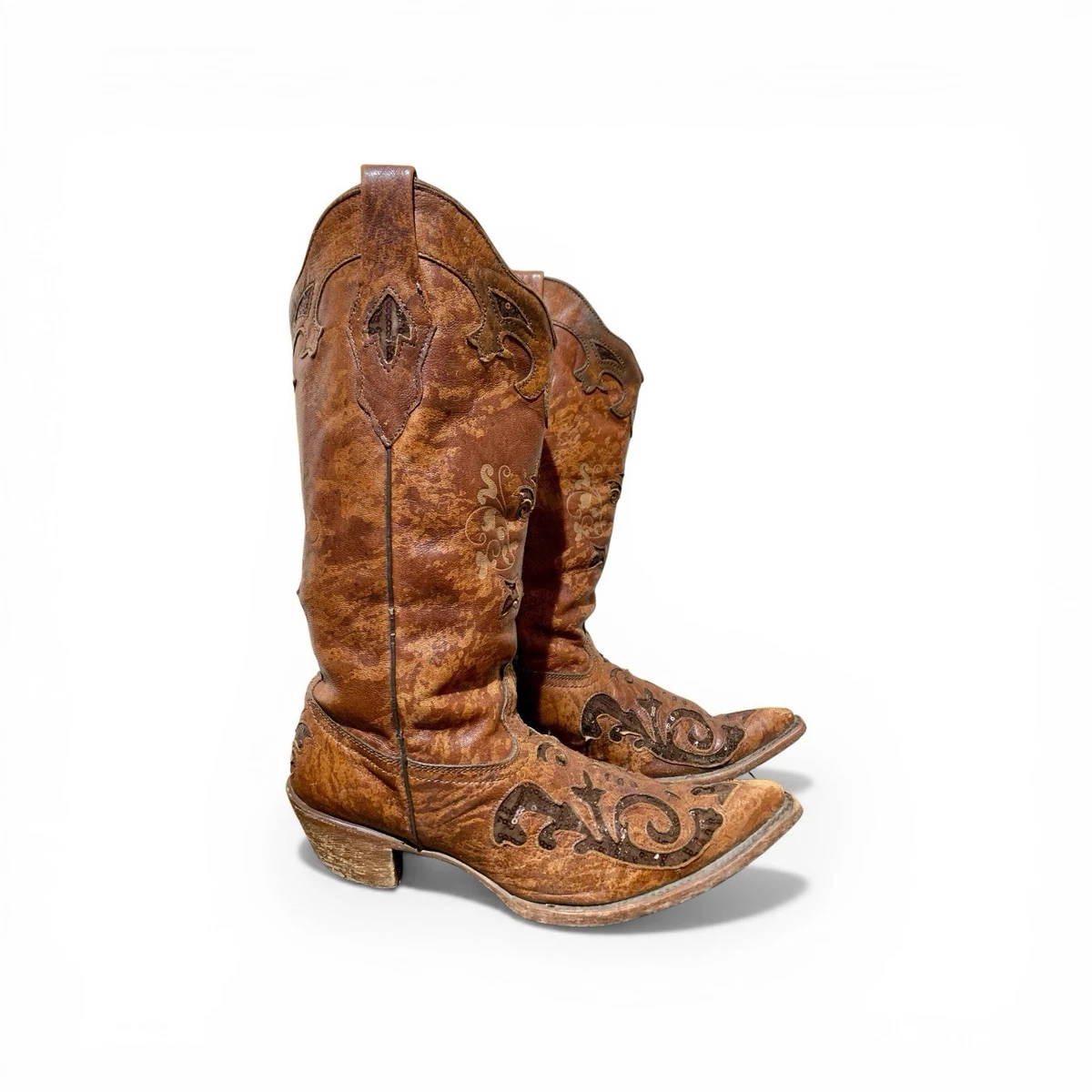 Bottes Cowboy Corral Vintage Femme – Cuir Marron/noir – Taille 39 EU – A1182