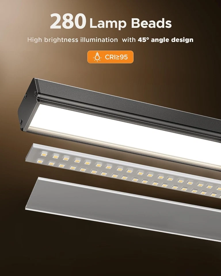 NGTeco Dual Head LED Desk Lamp: 5 Modes, 10 Brightness, 24W, Eye-Caring for Home - Image 3 of 4