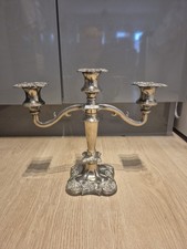 Vintage Ornate Silver Plated Candelabra Candle Holder Rococo Style 25 cm England