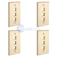 4x Wall Plate 3 Hole Port Jack Keystone Audio Video Wallplate Ivory