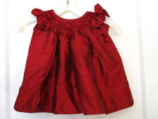 Abito bambina Isabel Garreton rosso luminoso Dupioni seta 12 mo Made in Chile