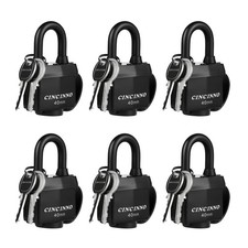 Heavy Duty Weatherproof Padlocks 6 Pack - Keyed Alike, 1-9/16" Wide Body for She