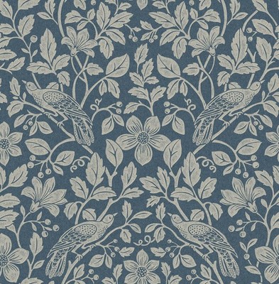 M1818_Ashdown Refined botanical pattern Navy off-white Fine Decor Wallpaper