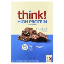 High Protein Bars, Brownie Crunch, 10 Bars, 2.1 oz 60 g Each