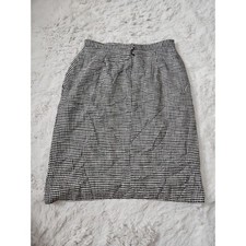 Vintage Evan-Picone Houndstooth Midi Skirt 14 Black White ILGWU Union Made USA