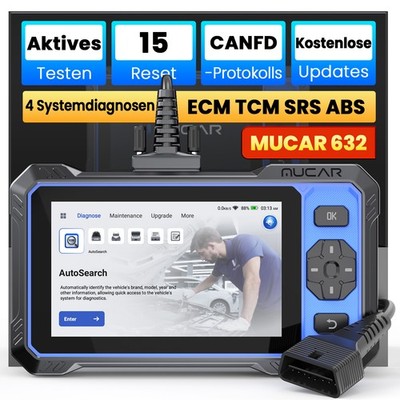  2026 MUCAR 632 Profi KFZ OBD2 Diagnosegerät Auto Scanner TPMS SAS ABS ECM