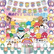 102 pcs Squishmallow Birthday Banner/Balloons/Stickers and More Party Decor