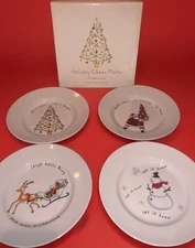 Pottery Barn Holiday Cheer 8" Dessert/Salad Plates Set of 4 Christmas In Box