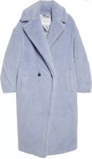 Max Mara Teddy Coat Tedgirl Alpaca Wool Silk Light Blue Sz M Bnwt