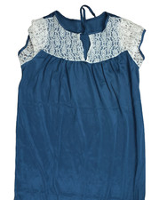 Made in USA vintage size small teal blue nylon gown nightgown lace