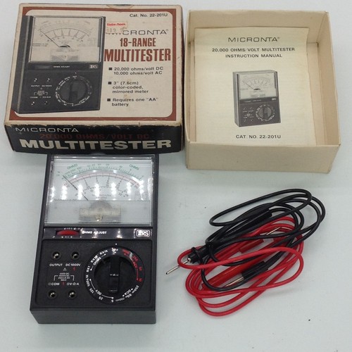 MICRONTA Multitester 18 Gamma Cat. n. 22-201U 20.000 OHMS/Volt DC in scatola - Foto 4 di 12