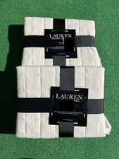 Ralph Lauren 2 Asher Euro Shams Ivory 26 x 26 Quilted Cotton Polyester 80 NEW
