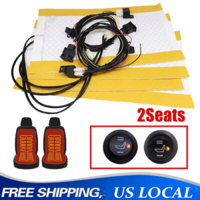 #ad 2 seats 12V Universal round switch seat heaterheated seat kit4 pads $35.99