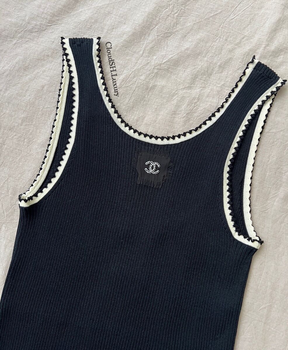 Auth Chanel Classic CC Logo Black Knit Tank Top - Size 38 | eBay Auth Chanel Classic CC Logo Black Knit Tank Top - Size 38 | eBay