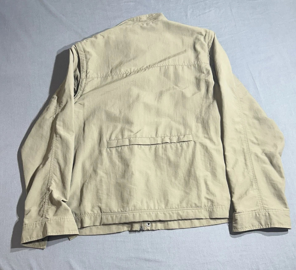 Chaqueta Sierra Blanca Para Hombre L Grande Bronceada Abotonada Marrón Abrigo Forrado Retro Foto 2 de 4