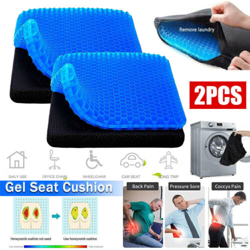 2X Gel Seat Cushion Pad Double Thick Orthopedic Chairs Pad Wheelchair Car Office - Picture 3 of 19