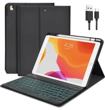 For iPad 9th/8th/7th Gen 10.2 inch Keyboard Case with Pencil Holder Stand Cover