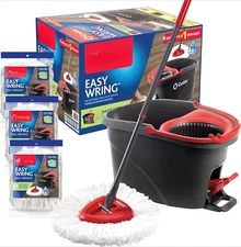 Easywring Microfiber Spin Mop &Bucket Floor Cleaning System with 3 Extra Refills