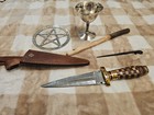 Ritual Altar Tools Set for Wicca Witchcraft, Athame, Wand, Chalice, Pentacle