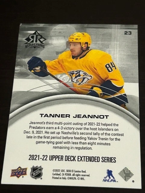 Tanner Jeannot 2021-22 UD Extended Series #23 Rookie Reflections Amethyst /300 - Image 2 of 2