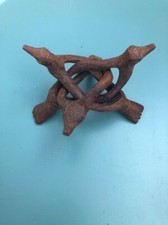 Vintage Hand Carved Wooden Folding Bowl Holder Stand Alligator Snake Wood