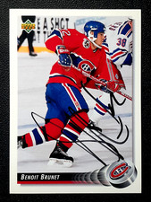 BENOIT BRUNET AUTHENTIC AUTOGRAPH 1992-93 UPPER DECK 92-93 NO 80      91526