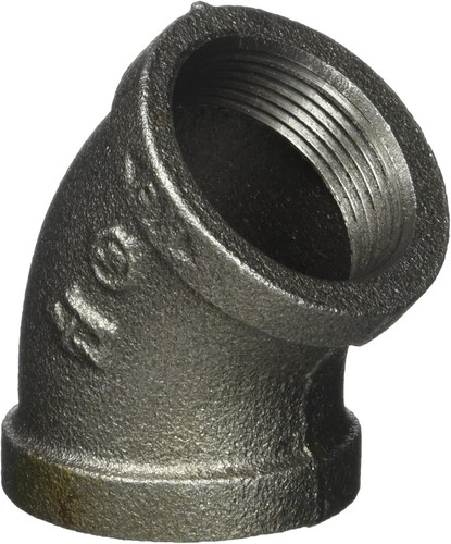 Gomito per tubi 45°, 1-1/4'' x 1-1/4'' D FIP, ferro malleabile nero, STZ #501429 6-PK - Foto 2 di 3