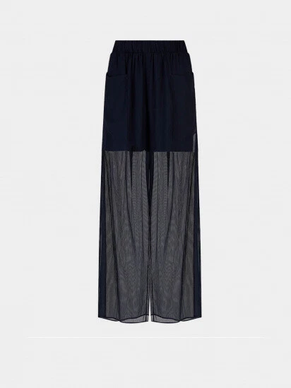 $130 A|X Pantalones de gasa para mujer Armani Exchange cintura alta, azul marino, talla 8