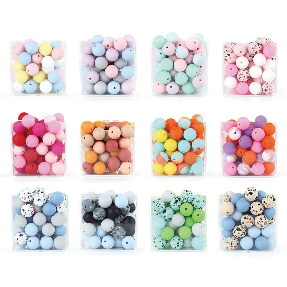 Wholesale 100Pcs 15mm Silicone Beads Multicolor Round Silicone