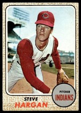 1968 Topps STEVE HARGAN #35 Indians corner wear FREE Ship!