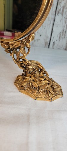 Vtg. Matson Gold Bird & Tree Side Standing Tilt Vanity Mirror See Descriptions - Picture 8 of 18