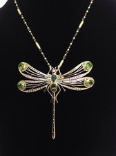 14k Gemstone & Diamond Dragonfly Pendant